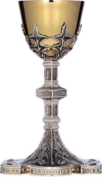 Calice "Corona" Maranatha Lab realizzato in argento con interno coppa oro interamente cesellato a mano